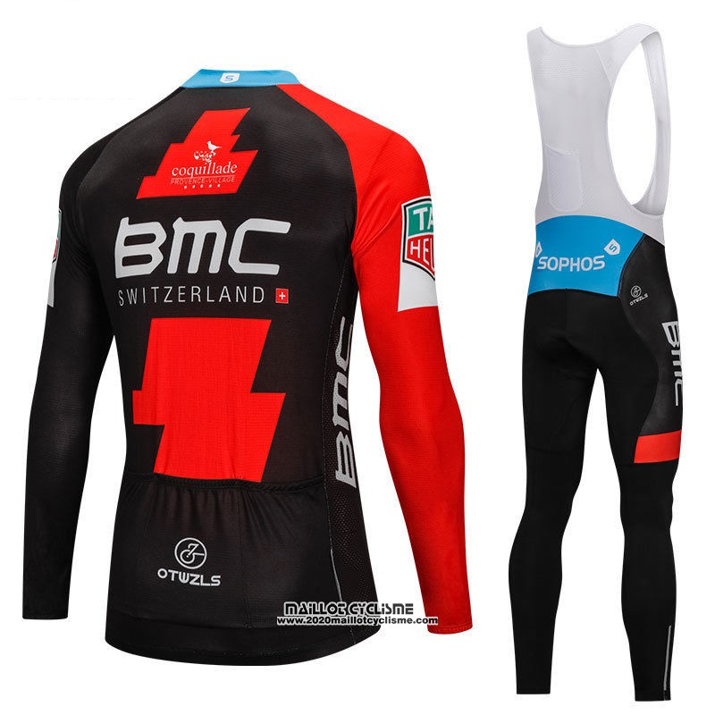 2018 Maillot Ciclismo BMC Rouge et Noir Manches Longues et Cuissard